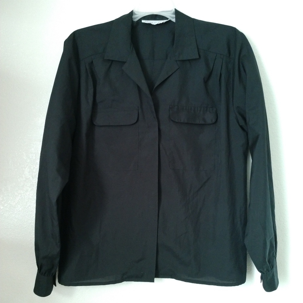 Vintage Laura and Jayne Black Blouse Shirt Size 10 Chest 40" Career Wear Office